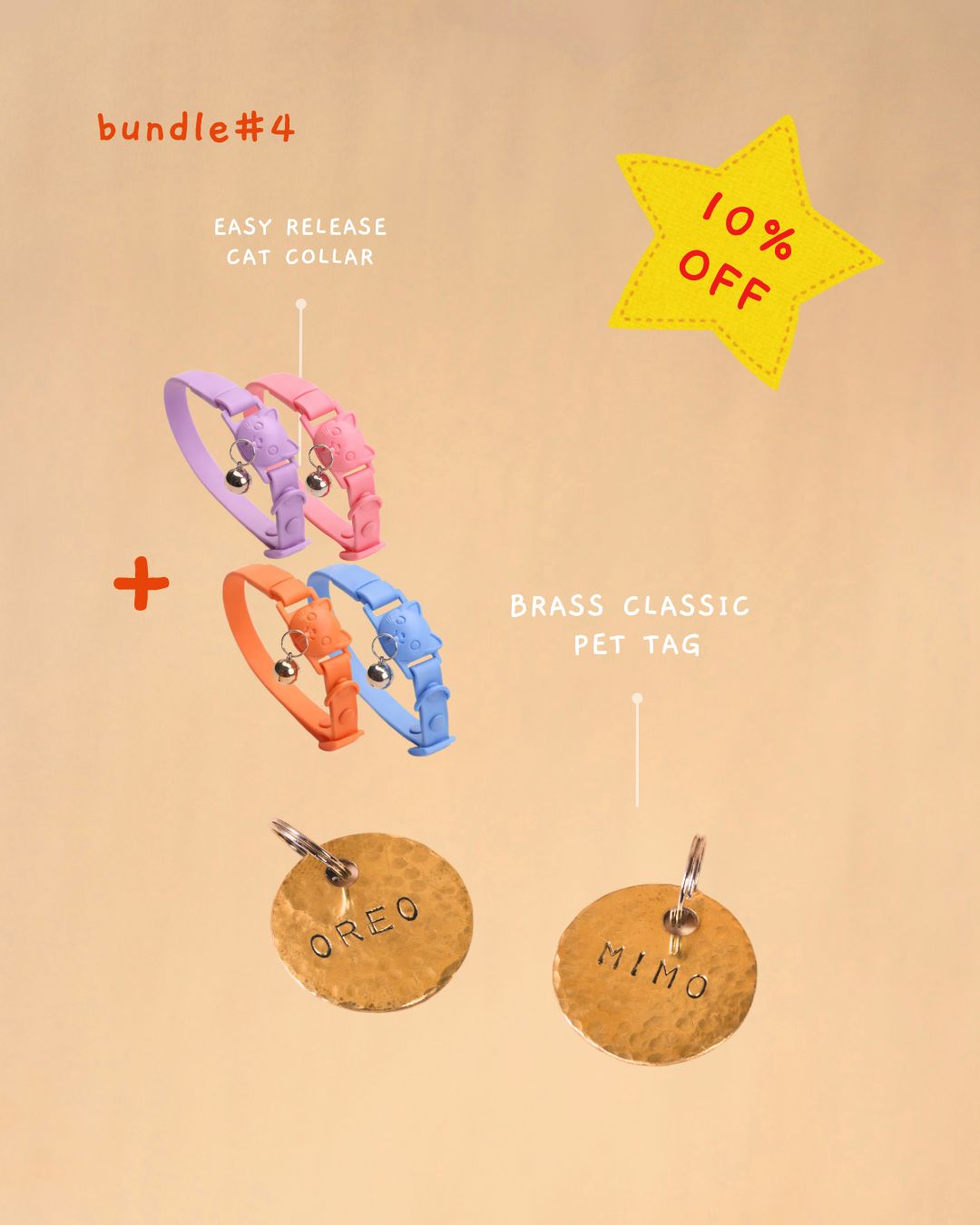 Cat Collar + Pet tag bundle